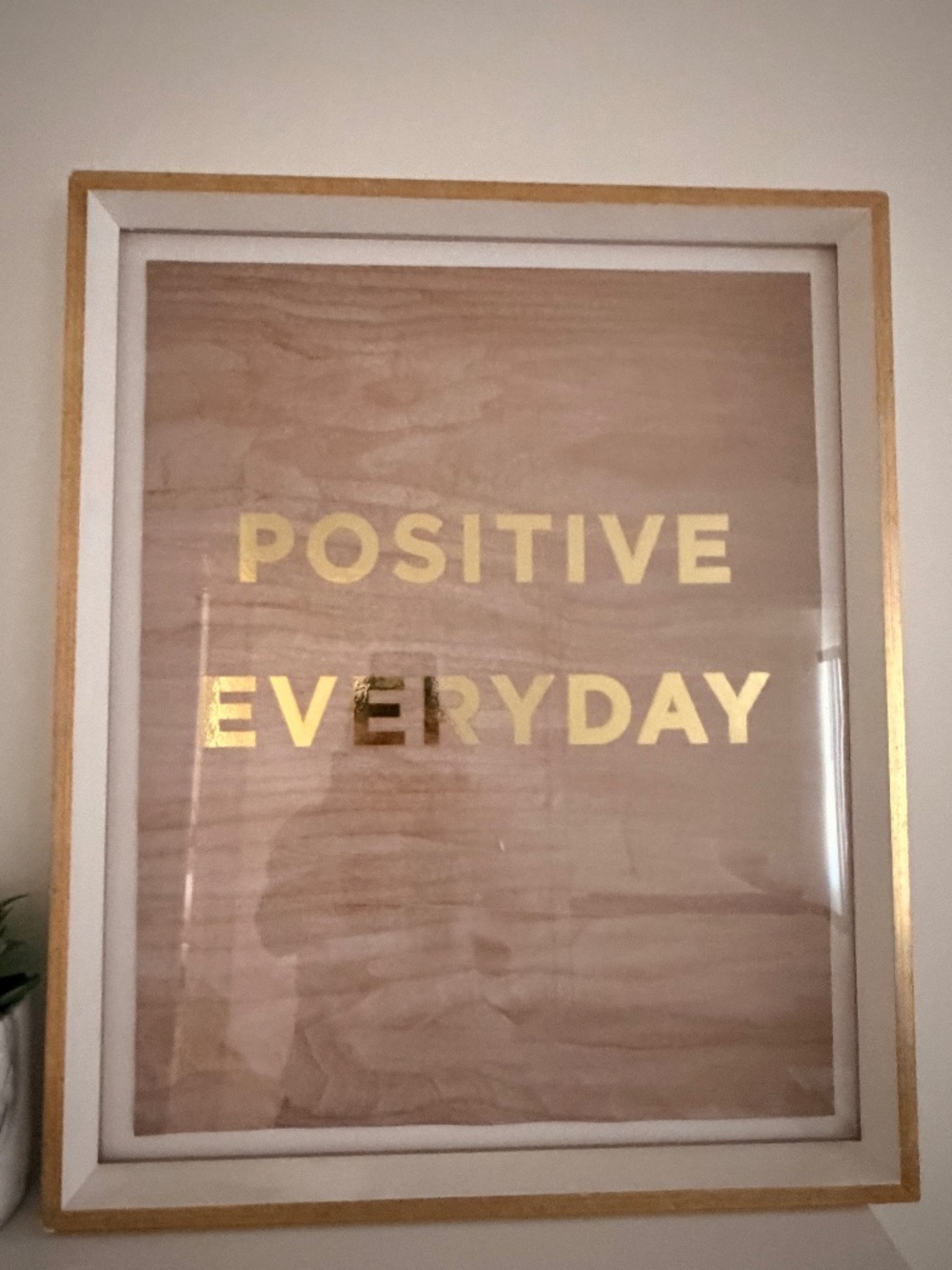 HD Buttercup "Positive Everyday" Framed Typographic Wall Art Gold